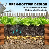 Outsunny 4' x 2' x 1' Raised Garden Bed, Set of 2 Galvanized Planter Box for Vegetables, Flowers, Herbs, Dark Brown Wood Effect(m-6)
