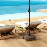 Outsunny Square Patio Umbrella Base Holder, Heavy Duty Outdoor Umbrella Stand Base, Filled Up to 55lbs with Sand or 44lbs with Water for Garden, Poolside, Brown(m-8)