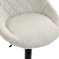 HOMCOM Bar Stools Set of 3, Swivel Counter Height Bar Stools with Back, Adjustable Linen-Look Bar Chairs, Off-White(m-10)