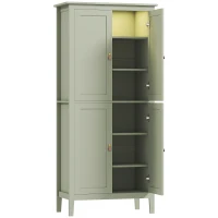 HOMCOM 69.5" Tall Kitchen Pantry Storage Cabinet with Motion Sensor LED Light, Modern Kitchen Pantry Cabinet, Green(m-11)