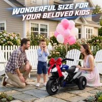 Qaba Kids Electric Motorcycle Ride-On Toy with 3 Wheels, Music, Horn, Lights, Blue(m-7)
