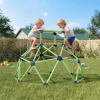 Qaba Climbing Dome, 6FT Geometric Dome Climber, Indoor Outdoor Jungle Gym Playground for Kids 3-8 Boys Girls, Green(m-1)