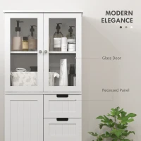 HOMCOM Floor Bathroom Storage Cabinet, Tall Bathroom Cabinet with Adjustable Shelves, for Kitchen, Living Room, White(m-6)