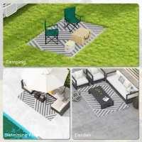 Outsunny Reversible Outdoor RV Rug, Patio Floor Mat, 6'x9' Plastic Straw Rug for Backyard, Deck, Beach, Camping, Grey and Cream(m-5)