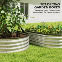 Outsunny 2Pcs Galvanized Raised Garden Bed, 4 x 3 x 1 ft Modular Metal Garden Beds with Rubber Strip Edging, Silver(m-4)