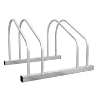 HOMCOM 2-Bike Adjustable Bike Rack, Steel Bike Stand, Ground Mount Garage Organizer for Indoor and Outdoor Use, Silver(m-13)