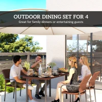 Outsunny 5 Pieces Outdoor Dining Set for 4, PE Wicker Rattan Patio Furniture Set with Stackable Chairs and Glass Table Top(m-4)