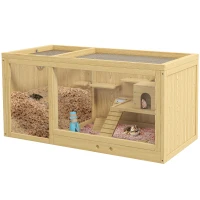 PawHut Extra Large Wooden Hamster Cage with Pull-out Tray, Seesaws, Ladder(m-11)