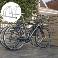HOMCOM 2-Bike Adjustable Bike Rack, Steel Bike Stand, Ground Mount Garage Organizer for Indoor and Outdoor Use, Silver(m-1)