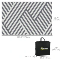 Outsunny Reversible Outdoor RV Rug, Patio Floor Mat, 6'x9' Plastic Straw Rug for Backyard, Deck, Beach, Camping, Grey and Cream(m-3)