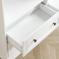 HOMCOM Bookshelf with 8 Cubbies and 4 Drawers, 5-Tier Double Wide Bookcase with Storage, Standing Book Cabinet, White(m-12)