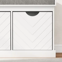 HOMCOM Shoe Storage Bench, Linen-Look Entryway Bench with 3 Removable Drawers and Padded Seat Cushion for Hallway, White(m-10)