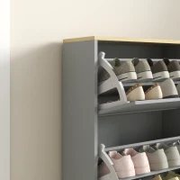 HOMCOM Modern Shoe Storage with 3 Flip Drawers and Adjustable Shelves, Shoe Cabinet Organizer for 12-18 Pairs of Shoes, Grey(m-10)