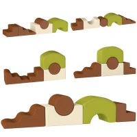 Qaba 5-Piece Foam Climbing Blocks with Non-Slip Bottom, Removable Washable Cover for Crawling or Building, Playroom, Nursery(m-2)