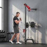 Soozier Wall Mount Cable Station, 16 Positions Adjustable Pulley Machine, Cable Crossover Machine with Handle Bar(m-8)