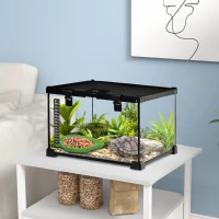 PawHut Glass Reptile Terrarium with Thermometer, Water Basin, Full View Visually for Lizards, Horned Frogs, Snakes, Spiders(m-8)
