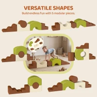 Qaba 5-Piece Foam Climbing Blocks with Non-Slip Bottom, Removable Washable Cover for Crawling or Building, Playroom, Nursery(m-4)