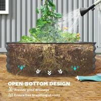Outsunny 6' x 3' x 1' Large Outdoor Planter Box, Galvanized Raised Garden Bed with Metal Plant Stake, Dark Grey(m-7)