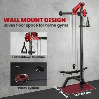 Soozier Wall Mount Cable Station, 16 Positions Adjustable Pulley Machine, Cable Crossover Machine with Handle Bar(m-7)