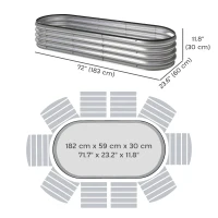 Outsunny 2Pcs Galvanized Raised Garden Bed, 6 x 2 x 1 ft Modular Metal Garden Beds with Rubber Strip Edging, Silver(m-3)