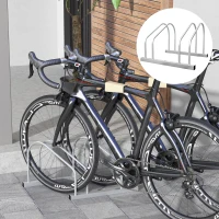 HOMCOM 2-Bike Adjustable Bike Rack, Steel Bike Stand, Ground Mount Garage Organizer for Indoor and Outdoor Use, Silver(m-8)