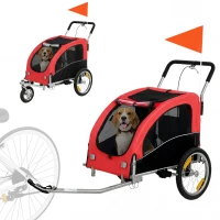 Aosom 2 in 1 Dog Bike Trailer, Foldable Pet Stroller, Dog Bicycle Trailer with Suspension, for Medium Dogs up to  44 LBS, Red(m-11)