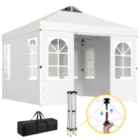 Outsunny 9.6 x 9.6 ft Pop Up Canopy Tent with Sidewalls, One Push Setup, UPF50+ Portable Instant Canopy Shelter, White(m-11)