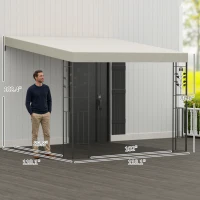 Outsunny 10' x 10' Outdoor Pergola Canopy, Metal Patio Canopy with Drainage Holes for Backyard, Garden, Cream White(m-3)