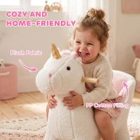 Qaba Unicorn Baby Rocking Horse, Kids Ride on Toy with Realistic Sound, Seat Belt for Toddlers 12-36 Months, White(m-5)