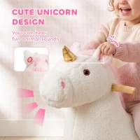 Qaba Unicorn Baby Rocking Horse, Kids Ride on Toy with Realistic Sound, Seat Belt for Toddlers 12-36 Months, White(m-4)