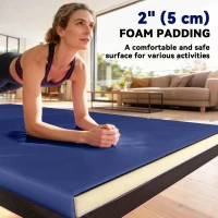 Soozier 4'x10'x2" Folding Gymnastics Tumbling Mat, Exercise Mat with Carrying Handles for Yoga, MMA, Martial Arts, Blue(m-4)