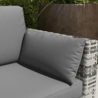 Outsunny Patio Couch PE Wicker Deep Seating Outdoor Sofa with Removable Cushions, 3 Seater Rattan Sofa, Outdoor Furniture for Balcony, Deck, Garden and Poolside, Gray(m-9)