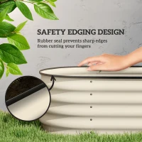 Outsunny 6.5 x 2 x 1.5ft Galvanized Raised Garden Bed Kit, Metal Planter Box with Safety Edging, Cream White(m-6)