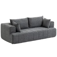 HOMCOM 3 Seater Sofa, Chenille Boneless Cloud Couch with Thick Spring Cushion, Wide and Deep Seat, Wide Armrests, Grey(m-2)