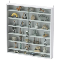 HOMCOM 7-Tier Display Cabinet, Shot Glass Display Case, Glass Curio Cabinet with 2 Glass Doors and 6 Adjustable Shelves, White(m-2)