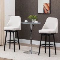 HOMCOM Bar Height Bar Stools Set of 2, Modern 360° Swivel Kitchen Chairs with Steel Legs and Footrest, 29.5 Inch Seat Height Upholstered Barstools for Kitchen Island, Cream White(m-10)