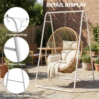 Outsunny Hammock Chair Stand Only Heavy Duty Solid Steel A-Frame for Hanging Hammock, Egg Chair, Max Load 330 LBS, White(m-7)