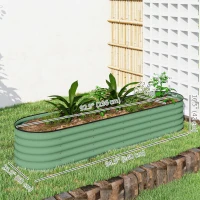 Outsunny 8 x 2 x 1.5ft Galvanized Raised Garden Bed Kit, Metal Planter Box with Safety Edging,  Green(m-3)