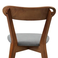 HOMCOM Dining Chairs Upholstered Linen-Look Kitchen Chairs Rubberwood Legs Set of 4 Grey and Brown(m-11)