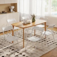 HOMCOM Folding Chairs 6 Pack, Plastic Foldable Chairs with Vent, Carry Hole and Steel Frame for Home, Office, Dining, White(m-8)