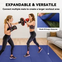 Soozier 4'x10'x2" Folding Gymnastics Tumbling Mat, Exercise Mat with Carrying Handles for Yoga, MMA, Martial Arts, Blue(m-5)
