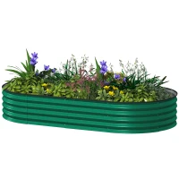 Outsunny 6' x 3' x 1' Large Outdoor Planter Box, Galvanized Raised Garden Bed with Metal Plant Stake, Green(m-2)