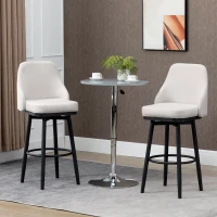HOMCOM Bar Height Bar Stools Set of 2, Modern 360° Swivel Kitchen Chairs with Steel Legs and Footrest, 29.5 Inch Seat Height Upholstered Barstools for Kitchen Island, Cream White(m-1)