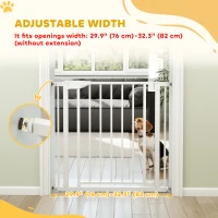 PawHut Baby Gate, Pet Safety Gate Pressure Fit, 30"-32" Wide with Two-Way Open, Auto-Close for Stair, Doorways, Hallways, White(m-4)