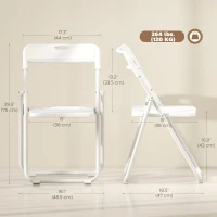 HOMCOM Folding Chairs 6 Pack, Plastic Foldable Chairs with Vent, Carry Hole and Steel Frame for Home, Office, Dining, White(m-3)