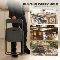 HOMCOM Folding Chairs 6 Pack, Plastic Foldable Chairs with Vent, Carry Hole and Steel Frame for Home, Office, Dining, Black(m-7)