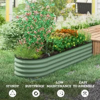 Outsunny 8 x 2 x 1.5ft Galvanized Raised Garden Bed Kit, Metal Planter Box with Safety Edging,  Green(m-7)
