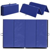 Soozier 4'x10'x2" Folding Gymnastics Tumbling Mat, Exercise Mat with Carrying Handles for Yoga, MMA, Martial Arts, Blue(m-11)