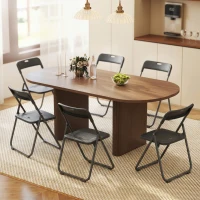 HOMCOM Folding Chairs 6 Pack, Plastic Foldable Chairs with Vent, Carry Hole and Steel Frame for Home, Office, Dining, Black(m-1)