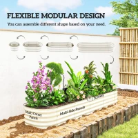 Outsunny 7.9 x 2 x 1ft Galvanized Raised Garden Bed Kit, Metal Planter Box with Safety Edging, Cream White(m-4)